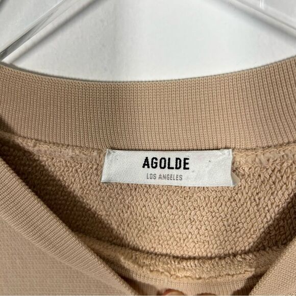 Agolde Women’s Size Small Tan Beige Kit Cropped French Terry Interior Sweatshirt - Picture 11 of 15